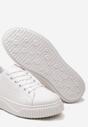 Biało-Niebieskie Sznurowane Sneakersy z Ekoskóry na Grubej Podeszwie ze Żłobieniami Skripta