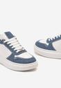 Biało-Niebieskie Sneakersy Ozdobione Wstawkami z Materiału i Aplikacją z Cyrkonii Eephira