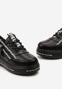 Czarne Sneakersy na Platformie ze Skórzaną Wkładką Zapinane z Boku na Zamek Błyskawiczny Urithas