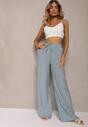 Pantaloni largi de culoare albastru deschis din viscoză cu elastic în talie Abyga