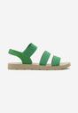 Zielone Sandały z Materiałowymi Elastycznymi Paskami Alindeama