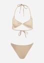 Beżowe Bikini 2-Częściowe Majtki Figi i Biustonosz Wiązany na Plecach Calix