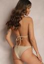 Beżowe Bikini 2-Częściowe Majtki Figi i Biustonosz Wiązany na Plecach Calix
