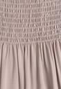 Rochie de vară din bumbac bej deschis tip șpaniolă cu volane evazate Lorania