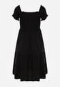 Rochie Neagră de Vară din Bumbac tip Spaniolă cu Volane Lorania