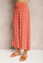 Pomarańczowe Szerokie Spodnie Culottes z Bawełnianej Tkaniny w Mozaikowy Wzór Miratte