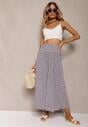 Bleumarin-Alb Pantaloni High Waist din Bumbac cu Picior Larg și Elastic Nereialla