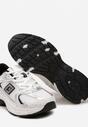 Biało-Czarne Sneakersy przed Kostkę ze Sznurowaniem i Ozdobnymi Wstawkami Simula