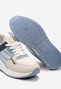 Niebiesko-Beżowe Sneakersy z Niskim Koturnem i Ozdobnymi Wstawkami Ysabeltia