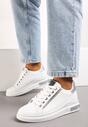 Sneakerși Alb-Argintii cu Inserții Sclipitoare și Pietre Strass Ingemi