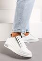 Sneakerși Alb-Argintii cu Inserții Sclipitoare și Pietre Strass Ingemi