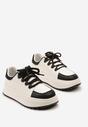 Sneakers Albi-Negri din Piele Naturală cu Platformă și Șireturi Late Talthea