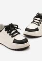 Sneakers Albi-Negri din Piele Naturală cu Platformă și Șireturi Late Talthea