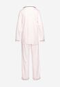 Różowy Elegancki Komplet Piżamowy z Długimi Spodniami i Koszulą w Paski z Lamówkami Gairosa