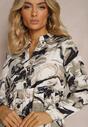Rochie Albă Cloș Imprimeu Abstract Aganotha