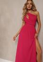 Różowa Asymetryczna Sukienka Rozkloszowana Maxi Adavia