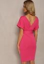 Rochie petrecere fuchsia Mennada cu decolteu triunghiular și curea din material cu cataramă