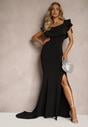 Rochie de Seară Neagră tip Bardot cu Șlițuri și Croială Clopot Ulcini