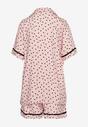 Różowy Wiskozowy Komplet Piżamowy Szorty ze Wstążką i Koszula z Krótkimi Rękawami Toucca