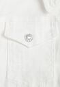 Biała Jeansowa Kurtka z Bawełny z Guzikami i Kieszeniami Ainztia