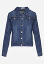 Granatowa Klasyczna Kurtka Jeansowa z Guzikami Ivonelle