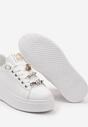 Biało-Złote Sneakersy na Platformie Ozdobione Odpinanymi Aplikacjami z Cyrkonii Neishi