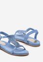 Niebieskie Sandały z Imitacji Zamszu Udekorowane Cyrkoniami Rannes