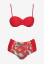 Czerwone Bikini Dwuczęściowe Usztywniony Biustonosz i Figi z Wzorem Quetella