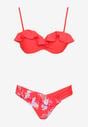 Czerwone Bikini z Falbankami Biustonosz z Usztywnieniem na Regulowanych Ramiączkach i Majtki Typu Figi Giamarie