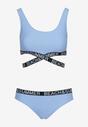 Bikini albastru din 2 piese cu benzi elastice decorative Chilot și Top Namarie