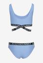 Bikini albastru din 2 piese cu benzi elastice decorative Chilot și Top Namarie