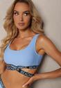 Bikini albastru din 2 piese cu benzi elastice decorative Chilot și Top Namarie