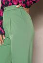 Zielone Spodnie z Szeroką Prostą Nogawką Wykończone Gumką w Pasie Zapinane na Zamek Błyskawiczny Sonoria
