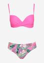 Różowe 2-Częściwoe Bikini z Motywem Kwiatowym Biustonosz Majtki Figi Dodatkowo Narzutka Olmarie