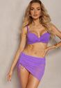 Fioletowe Bikini Strój Dwuczęściowy ze Spódniczką Mini w Komplecie Gretella