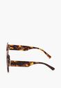 Ciemnobeżowe Kwadratowe Okulary Przeciwsłoneczne z Szerokimi Zausznikami Alectanha