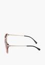 Beżowe Klasyczne Okulary Przeciwsłoneczne z Metalicznymi Zausznikami Ainude