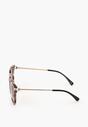 Ciemnobeżowe Klasyczne Okulary Przeciwsłoneczne z Metalicznymi Zausznikami Ainude