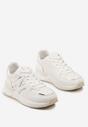 Białe Płaskie Sneakersy ze Sznurowaniem z Metalicznymi Wstawkami Remarie