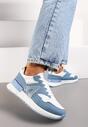Niebiesko-Białe Płaskie Sneakersy przed Kostkę z Ekozamszu ze Sznurowaniami Jrines
