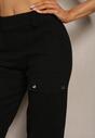 Czarne Joggery Spodnie z Kieszeniami na Klapy Lapaila