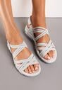 Gri-Albastru Casual Sandale Talpă Plată Velcro Branț Piele Dlines