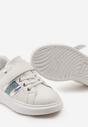 Biało-Niebieskie Buty Sportowe Sneakersy z Metalicznymi Wstawkami i Brokatem z Zapięciem na Rzep Tetita