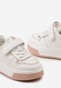 Biało-Różowe Buty Sportowe Sneakersy na Platformie z Metalicznymi Wstawkami Zapinane na Rzep Calbenia