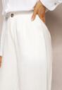 Białe Spodnie z Szerokimi Prostymi Nogawkami High Waist z Lnem Amivesa