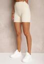 Jasnobeżowe Szorty Kolarki High Waist z Efektem Push Up Pielara