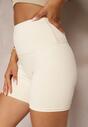Jasnobeżowe Szorty Kolarki High Waist z Efektem Push Up Pielara