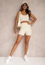 Jasnobeżowe Szorty Kolarki High Waist z Efektem Push Up Pielara
