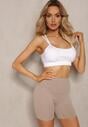 Ciemnobeżowe Szorty Kolarki High Waist z Efektem Push Up Pielara