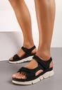 Sandale sportive negre cu platforma si imprimeu cu benzi velcro Piovana